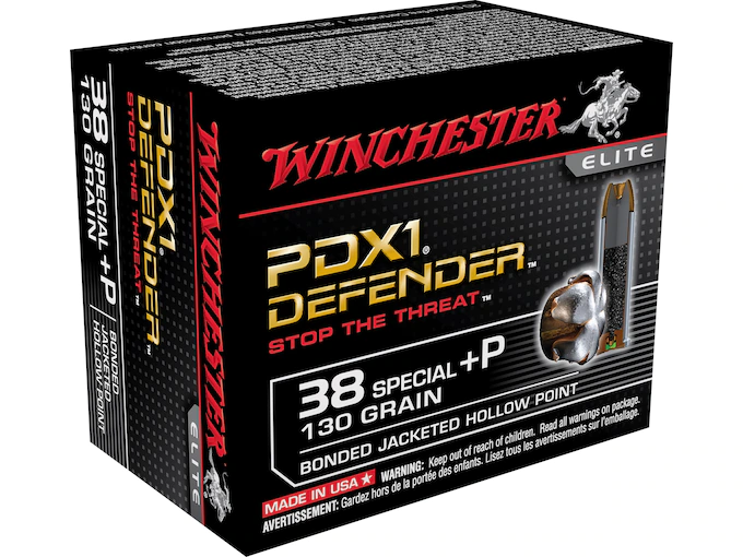 Winchester Defender Ammunition 38 Special +P 130 Grain Bonded Jacketed Hollow Point Box of 20