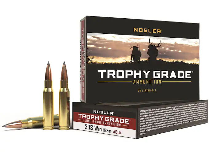 Nosler Trophy Grade Ammunition 308 Winchester 168 Grain AccuBond Long Range Box of 20