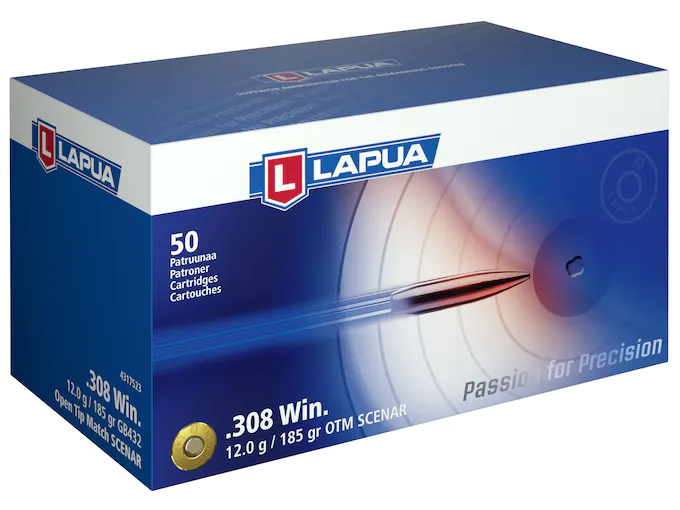Lapua Scenar Ammunition 308 Winchester 185 Grain Hollow Point Boat Tail Box of 50