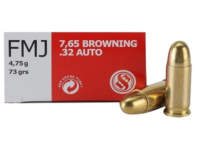Sellier & Bellot Ammunition 32 ACP 73 Grain Full Metal Jacket Box of 50
