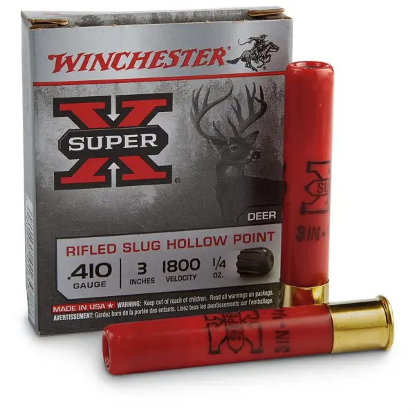 Winchester Super-X 410 Gauge 3″ 1/4 Oz Rifled Slugs 50 Rounds